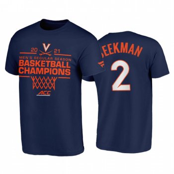 Virginia Cavaliers 2021 March Madness Reece Beekman Navy 2021 ACC Regular Season Champions Tee