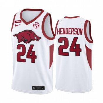 Ethan Henderson Arkansas Razorbacks White Jersey Equality 2021 March Madness