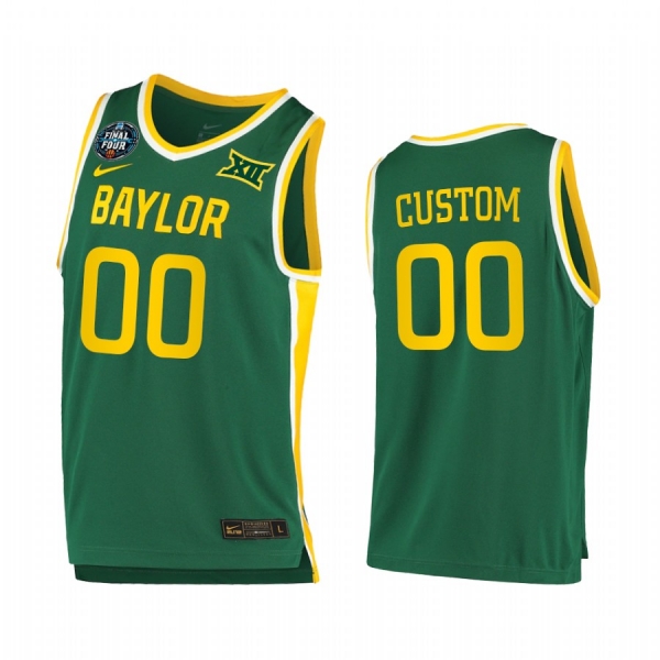 Custom #00 Baylor Bears 2021 March Madness Final Four Jersey Green Home