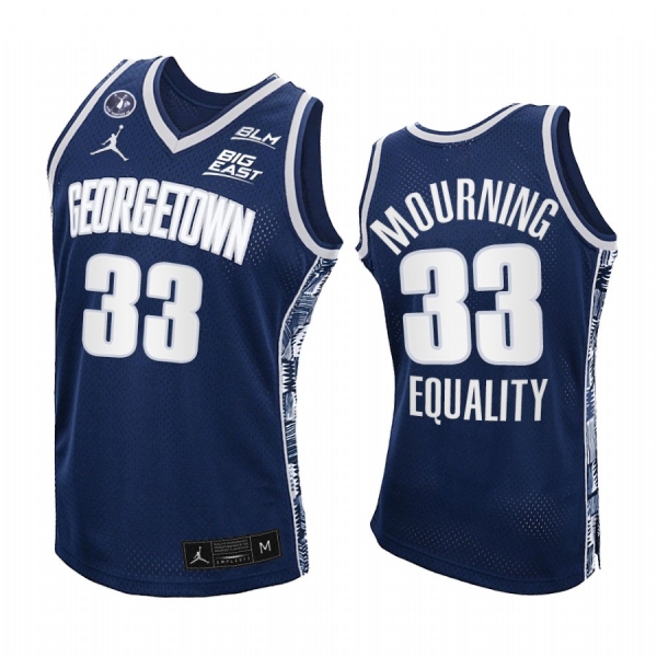 Georgetown Hoyas Alonzo Mourning Jersey 2021 Equality Navy Honor John Thompson Jr.