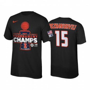 Illinois Fighting Illini Giorgi Bezhanishvili Black 2021 Big Ten Tournament Champions Locker Room Men Tee March Madness