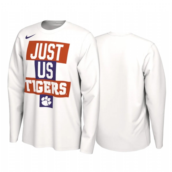 Clemson Tigers 2021 March Madness White Just Us Bench Long Sleeve T-Shirt