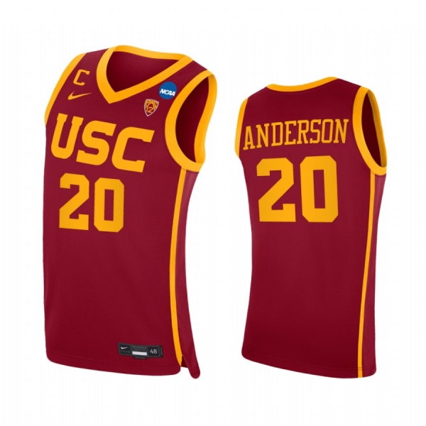 Ethan Anderson USC Trojans Cardinal Jersey 2021 March Madness Sweet 16 PAC-12