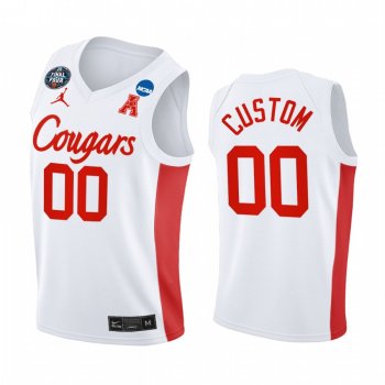 Custom #00 Houston Cougars 2021 March Madness Final Four Jersey White Classic