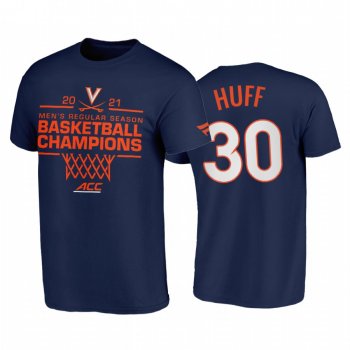 Virginia Cavaliers 2021 March Madness Jay Huff Navy 2021 ACC Regular Season Champions Tee