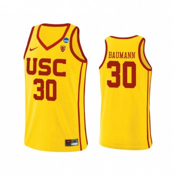 USC Trojans Noah Baumann Yellow 2021 March Madness Sweet 16 Alternate Jersey USC Trojans