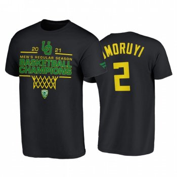 Oregon Ducks 2021 March Madness Eugene Omoruyi Black 2021 PAC-12 Regular Season Champions Tee