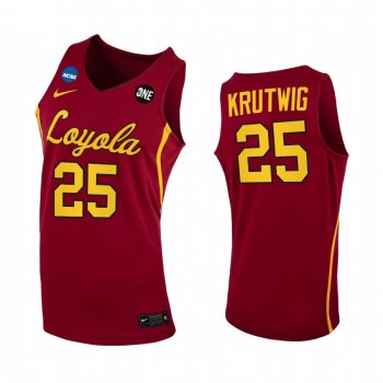 Loyola Chicago Ramblers Cameron Krutwig Jersey 2021 March Madness Sweet 16 Maroon Home