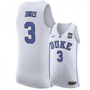 Duke Blue Devils Tre Jones #3 White 2019 Final-Four Replica Basketball Jersey