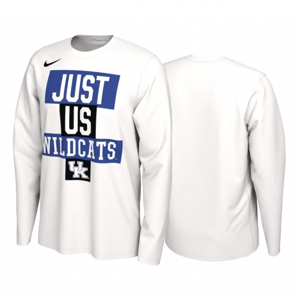 Kentucky Wildcats 2021 March Madness White Just Us Bench Long Sleeve T-Shirt