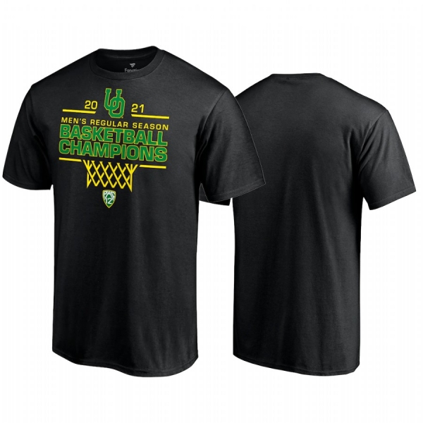 Oregon Ducks 2021 March Madness Black 2021 PAC-12 Men's Basketball Regular Season Champions Tee