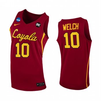 Loyola Chicago Ramblers Tom Welch Jersey 2021 March Madness Sweet 16 Maroon Home