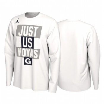 Georgetown Hoyas 2021 March Madness White Just Us Bench Long Sleeve T-Shirt