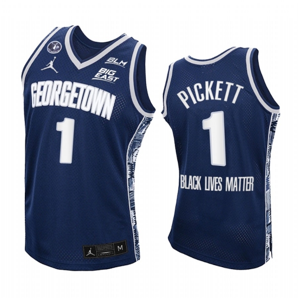 Georgetown Hoyas Jamorko Pickett Jersey 2021 Black Lives Matter Navy Honor John Thompson Jr.