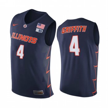 Illinois Fighting Illini 2021 Big10 Regular Season Champions Zach Griffith #4 Jersey March Madness Navy Replica