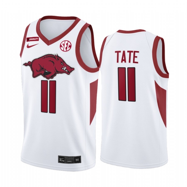 Jalen Tate Arkansas Razorbacks White Jersey Equality 2021 March Madness