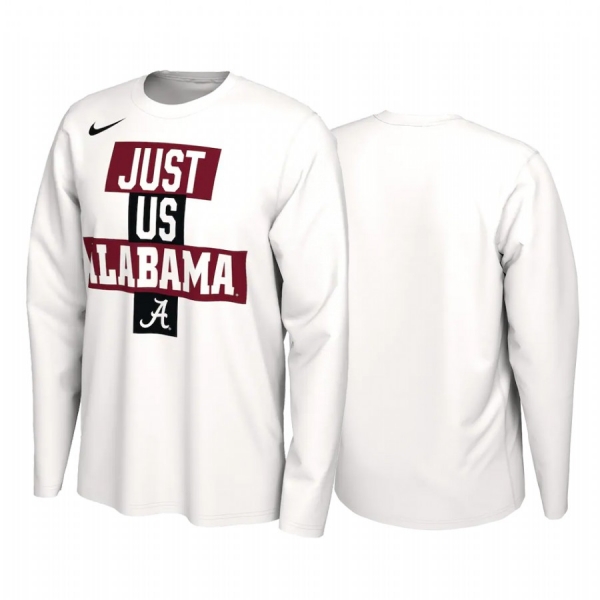 Alabama Crimson Tide 2021 March Madness White 2021 Postseason Basketball JUST US Bench Long Sleeve T-Shirt