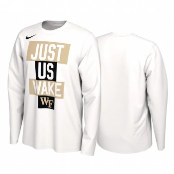 Wake Forest Demon Deacons 2021 March Madness White Just Us Bench Long Sleeve T-Shirt