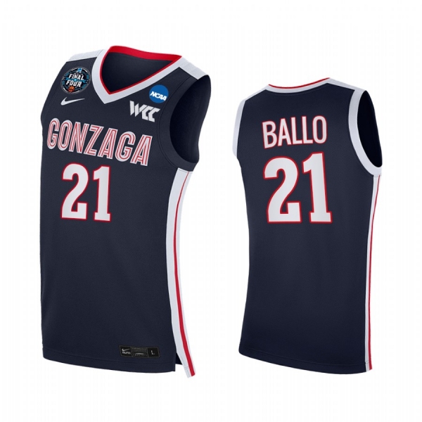 Oumar Ballo #21 Gonzaga Bulldogs 2021 March Madness Final Four Jersey Navy WCC