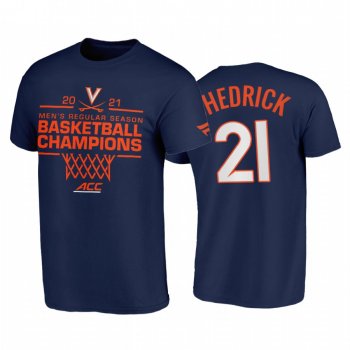 Virginia Cavaliers 2021 March Madness Kadin Shedrick Navy 2021 ACC Regular Season Champions Tee