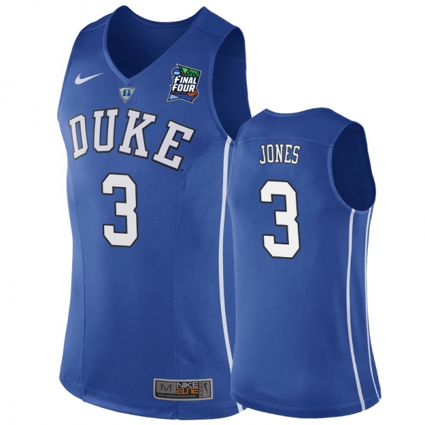 Duke Blue Devils Tre Jones #3 Blue 2019 Final-Four Replica Basketball Jersey