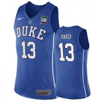 Duke Blue Devils Joey Baker #13 Blue 2019 Final-Four Replica Basketball Jersey