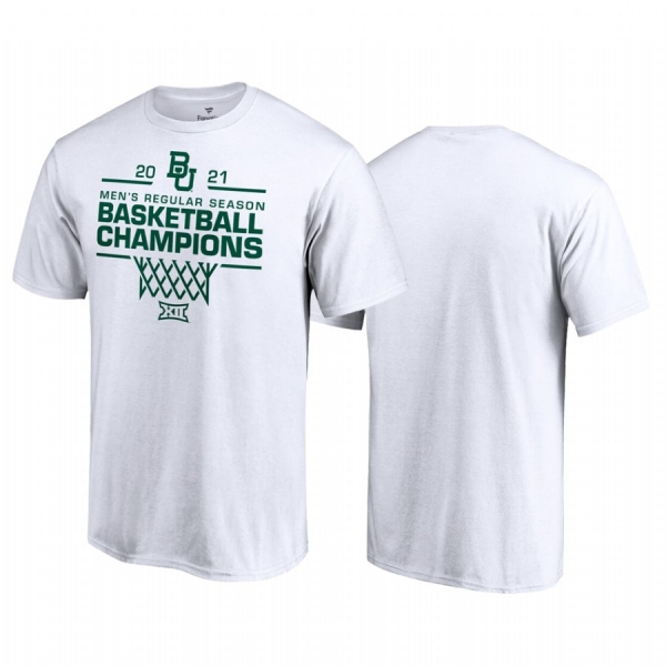 Baylor Bears 2021 March Madness White 2021 Big 12 Men's Basketball Regular Season Champions T-Shirt