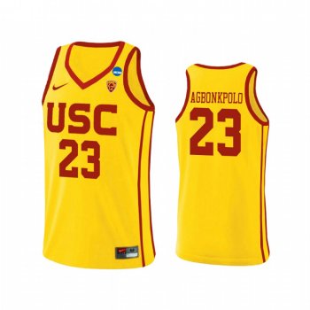 USC Trojans Max Agbonkpolo Yellow 2021 March Madness Sweet 16 Alternate Jersey USC Trojans