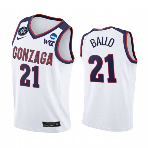 Oumar Ballo #21 Gonzaga Bulldogs 2021 March Madness Final Four Jersey White WCC