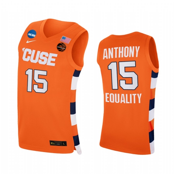 Syracuse Orange Carmelo Anthony Orange 2021 March Madness Sweet 16 Equality Jersey