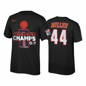 Illinois Fighting Illini Adam Miller Black 2021 Big Ten Tournament Champions Locker Room Men Tee March Madness