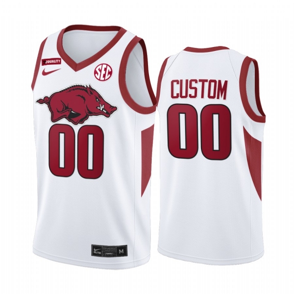 Custom Arkansas Razorbacks White Jersey Equality 2021 March Madness