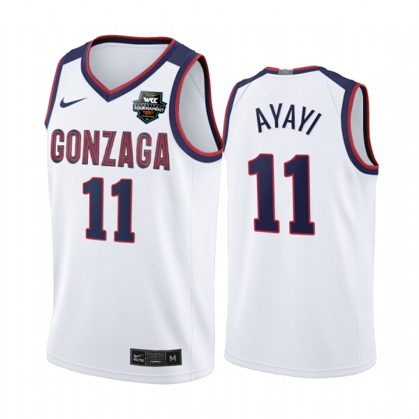 Gonzaga Bulldogs 2021 WCC Mens Basketball Conference Tournament Champions Joel Ayayi #11 Jersey March Madness White Limited