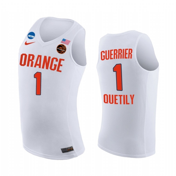 Syracuse Orange 2021 March Madness Sweet 16 Quincy Guerrier #1 Jersey March Madness White Replica