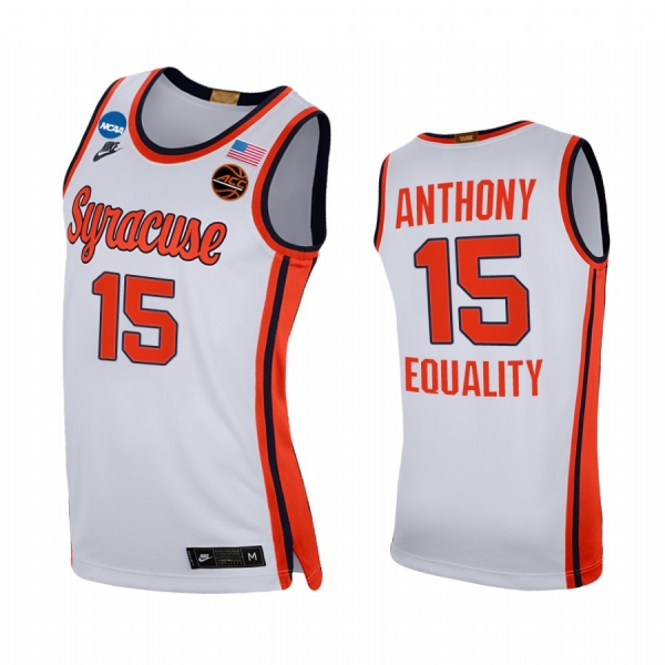 Syracuse Orange Carmelo Anthony Jersey 2021 March Madness Sweet 16 White Equality