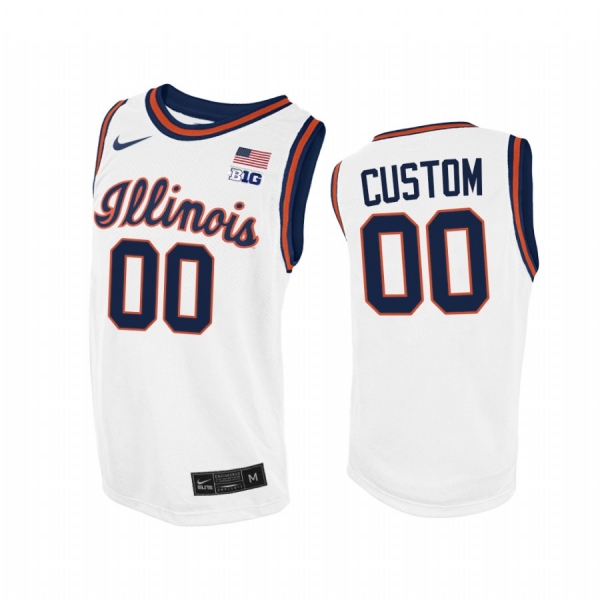 Custom Illinois Fighting Illini White Jersey 2021 Throwback College Basketball