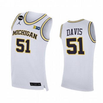 Michigan Wolverines 2021 Big Ten regular season champions Austin Davis #51 Jersey March Madness White BLM