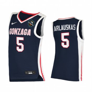 Gonzaga Bulldogs 2021 WCC Mens Basketball Conference Tournament Champions Martynas Arlauskas #5 Jersey March Madness Navy Elite