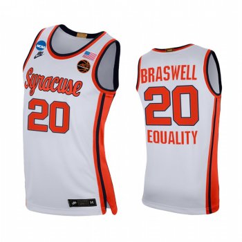 Syracuse Orange Robert Braswell Jersey 2021 March Madness Sweet 16 White Equality