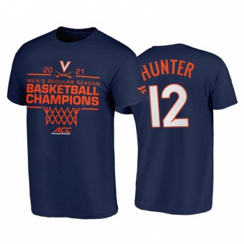 Virginia Cavaliers 2021 March Madness De'Andre Hunter Navy 2021 ACC Regular Season Champions Tee