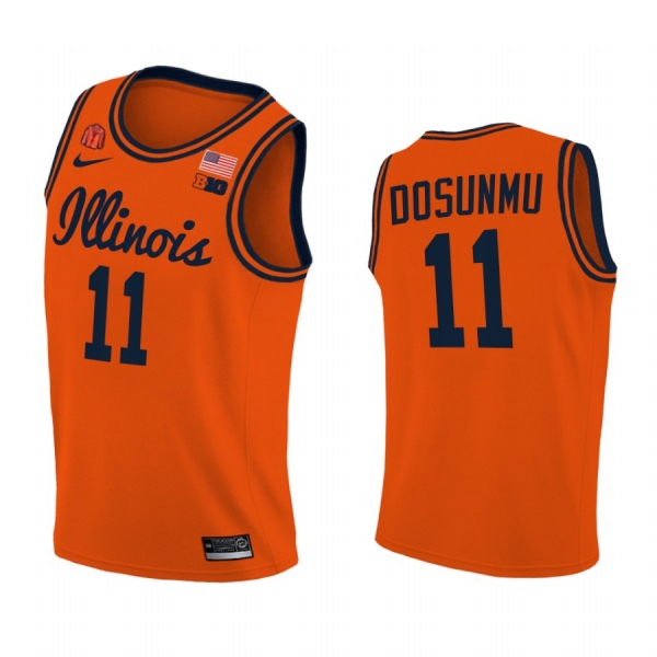 Illinois Fighting Illini 2021 Big10 Tournament Champions Ayo Dosunmu #11 Jersey March Madness Orange Coach Lou Patch