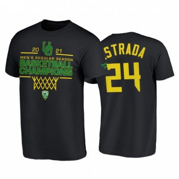 Oregon Ducks 2021 March Madness Aaron Estrada Black 2021 PAC-12 Regular Season Champions Tee