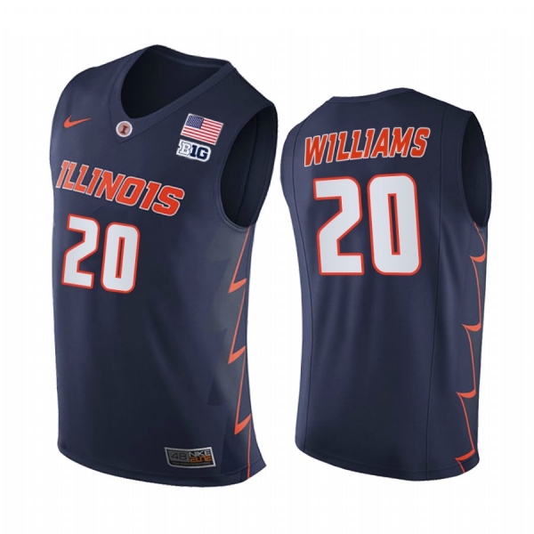 Illinois Fighting Illini 2021 Big10 Regular Season Champions Da'Monte Williams #20 Jersey March Madness Navy Replica