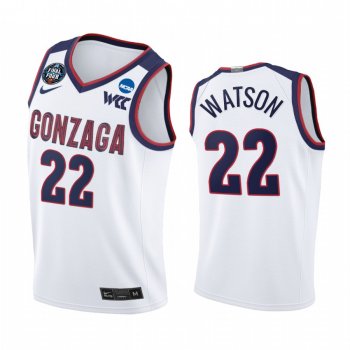 Anton Watson #22 Gonzaga Bulldogs 2021 March Madness Final Four Jersey White WCC