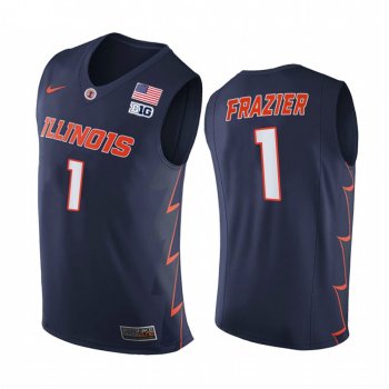 Illinois Fighting Illini 2021 Big10 Regular Season Champions Trent Frazier #1 Jersey March Madness Navy Replica