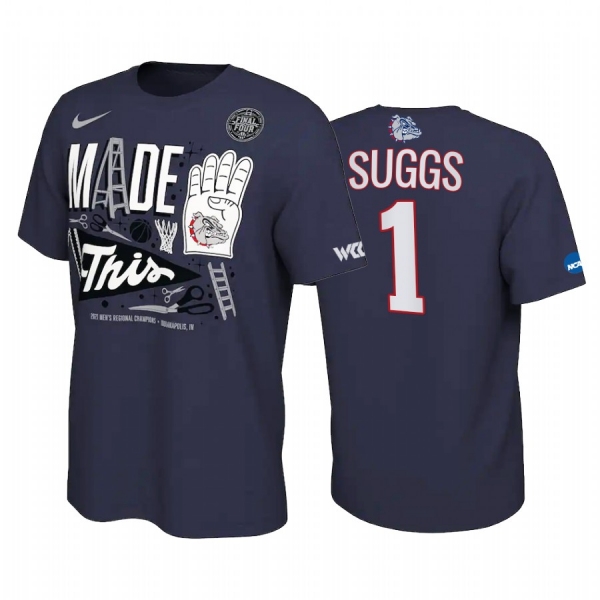 Gonzaga Bulldogs Jalen Suggs Navy 2021 March Madness Final Four Bound Locker Room Men T-Shirt