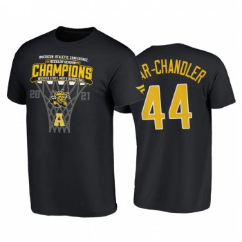 Wichita State Shockers 2021 March Madness Isaiah Poor Bear-Chandler Black Blue 84 2021 AAC Regular Season Champions Locker Room Tee