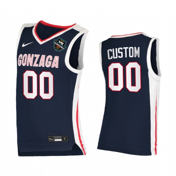 Gonzaga Bulldogs 2021 WCC Mens Basketball Conference Tournament Champions Custom #00 Jersey March Madness Navy Elite