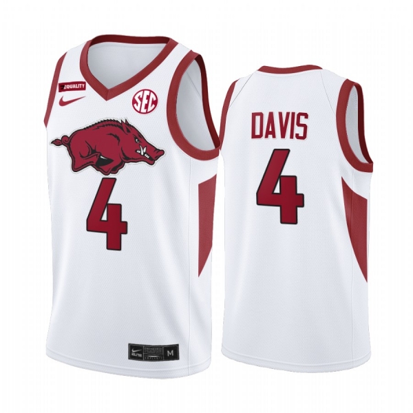 Davonte Davis Arkansas Razorbacks White Jersey Equality 2021 March Madness