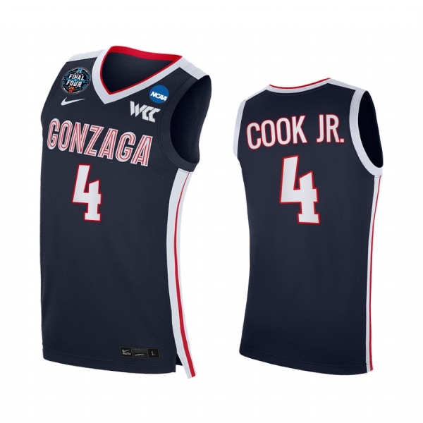 Aaron Cook Jr. #4 Gonzaga Bulldogs 2021 March Madness Final Four Jersey Navy WCC